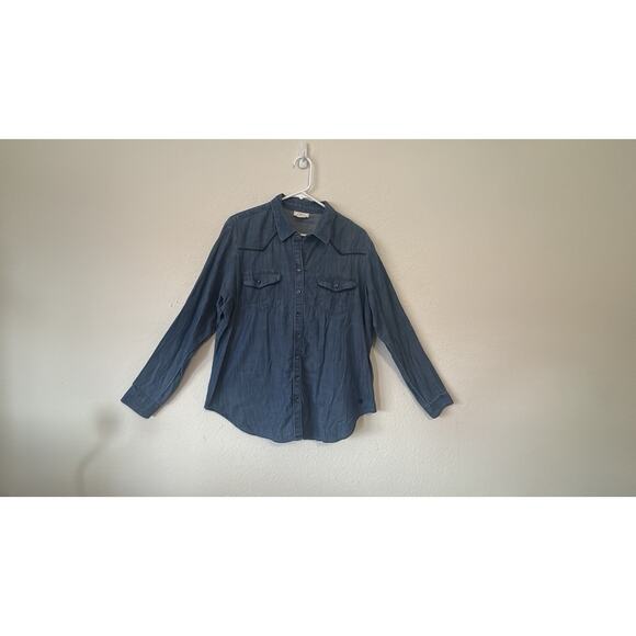 Ariat Denim Western Shirt Women’s XL Embroidered Cowgirl Back Rodeo Ranch - Picture 3 of 9